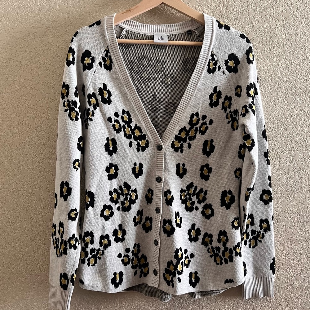Cabi Leopard Print Cardigan Size Small